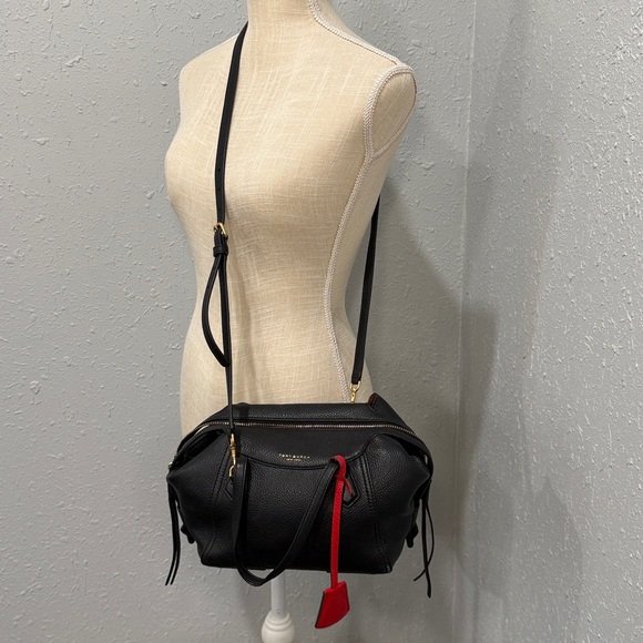 Tory Burch Perry Small Satchel Crossbody Shoulder Leather Bag‎ Black - Picture 9 of 11